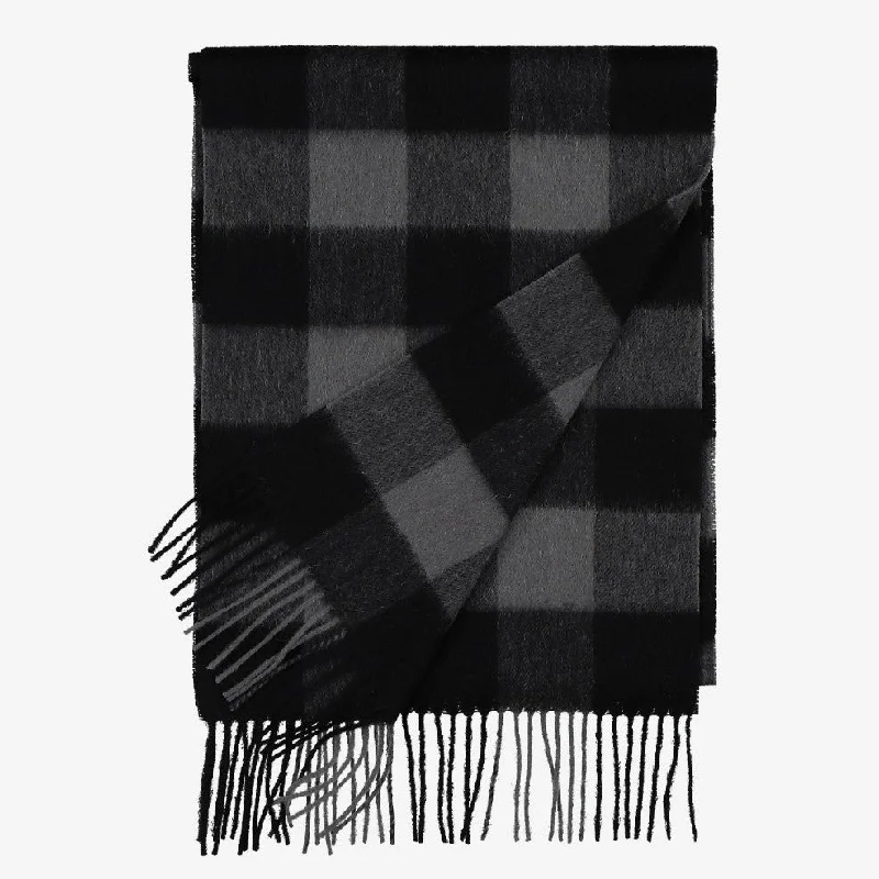 Unisex Wool Scarf - Charcoal/Black Check