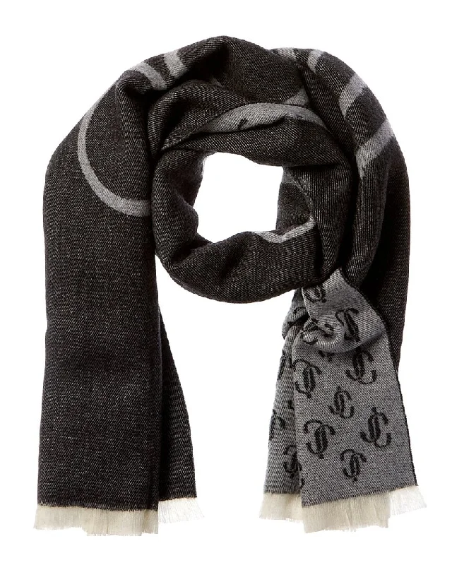 Jimmy Choo Logo All Over Wool Scarf