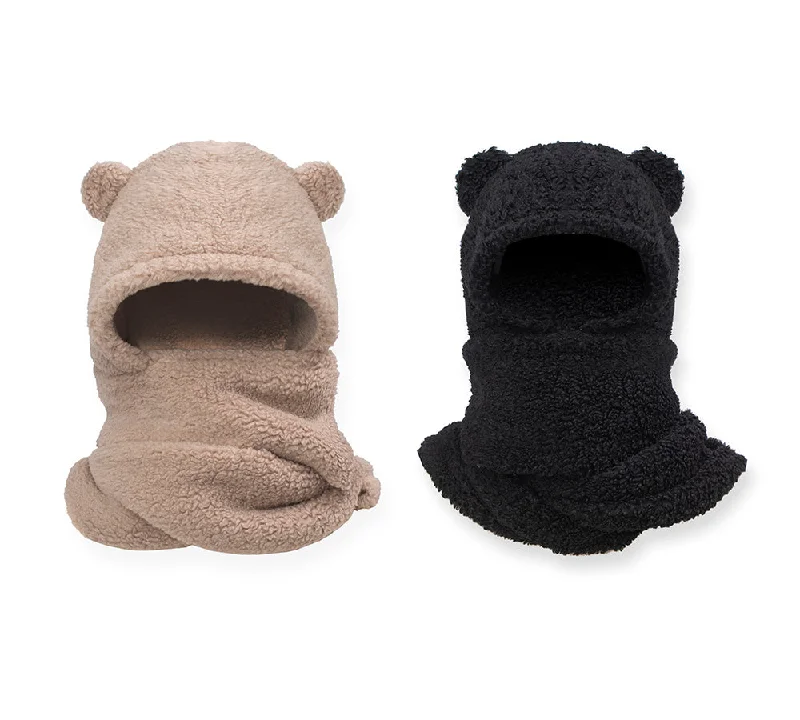 EVERAU® Hat Scarf and Gloves 3 In 1 Cute Bear Plush Hat