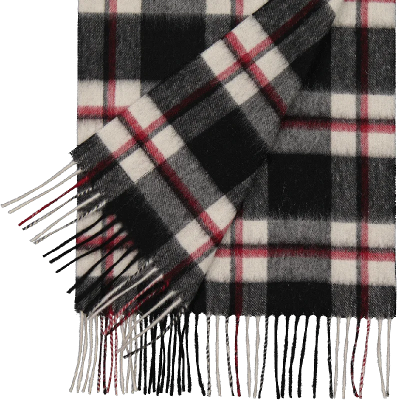 Unisex Wool Scarf - High Street Check - Red, White & Black