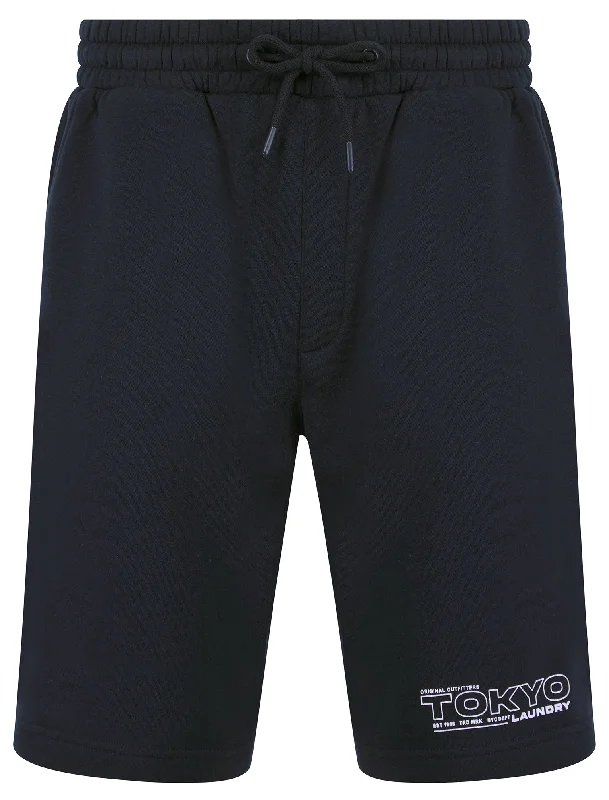 Brody Motif Brushback Fleece Jogger Shorts in Sky Captain Navy - Tokyo Laundry