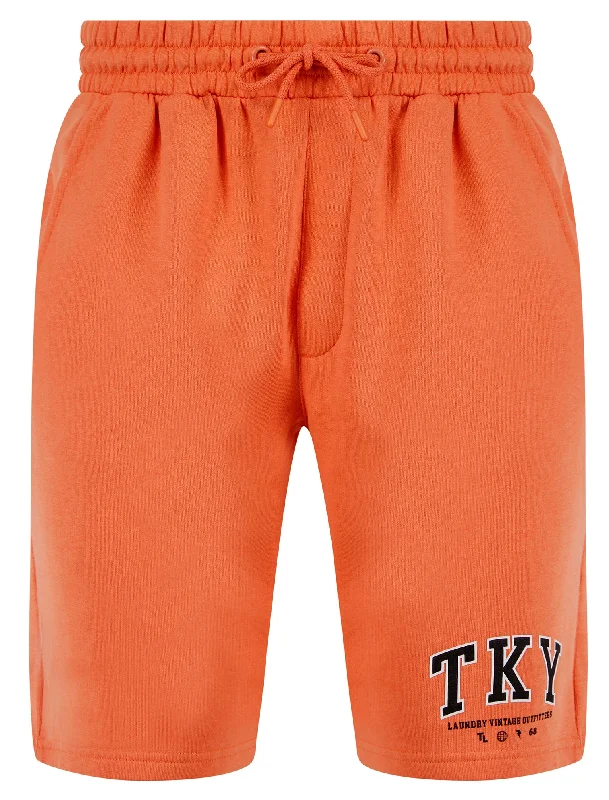 Refract Motif Brushback Fleece Jogger Shorts in Orange - Tokyo Laundry