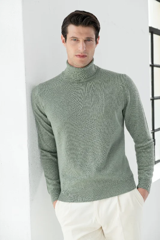 Sage cashmere turtleneck – Made in italy