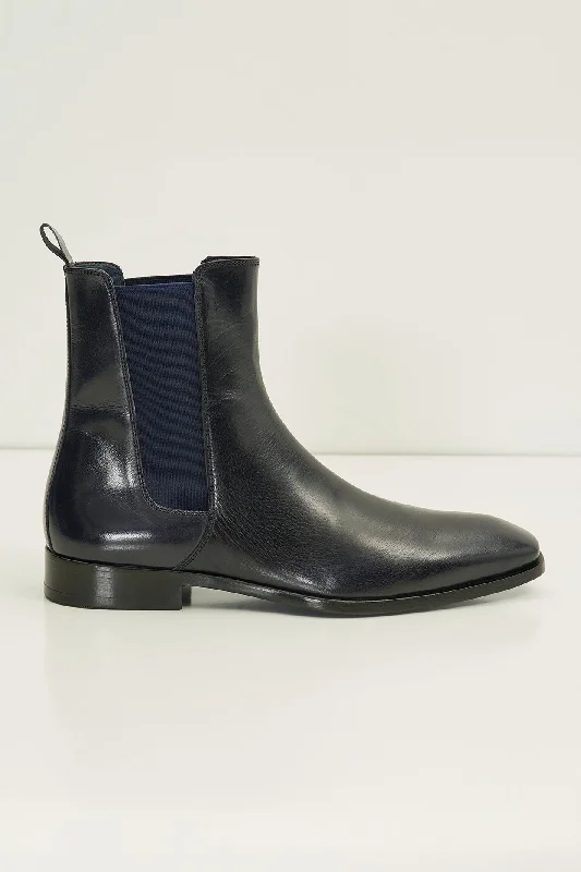 Leather Essential Chelsea Boot - Navy Buffalo