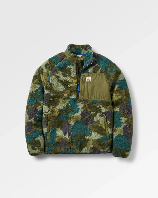 Offroad Recycled Sherpa Half Zip Fleece - Alpine Camo Khaki Green