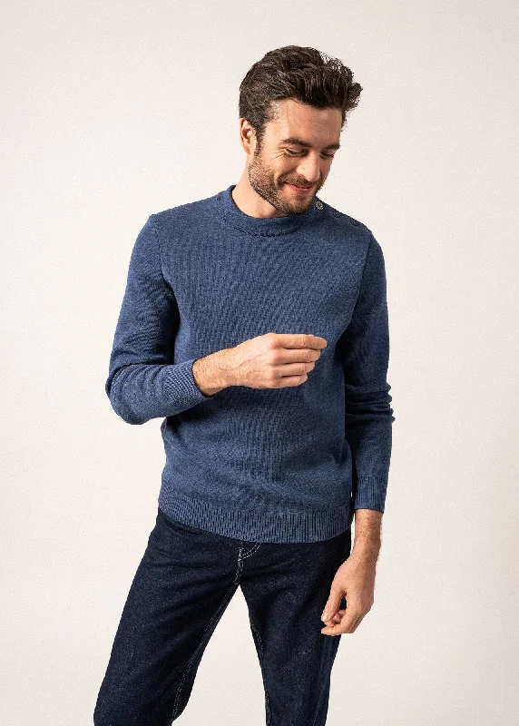 Dinan sailor jumper - with jacquard elbow patches, in pure new wool (JEAN)