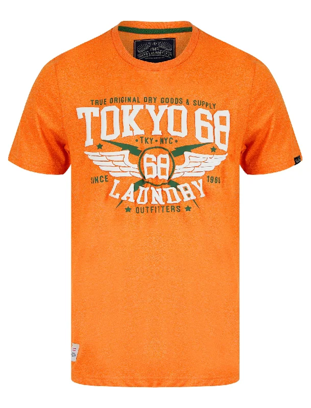 Boxed Motif Cotton Jersey Grindle T-Shirt in Orange - Tokyo Laundry