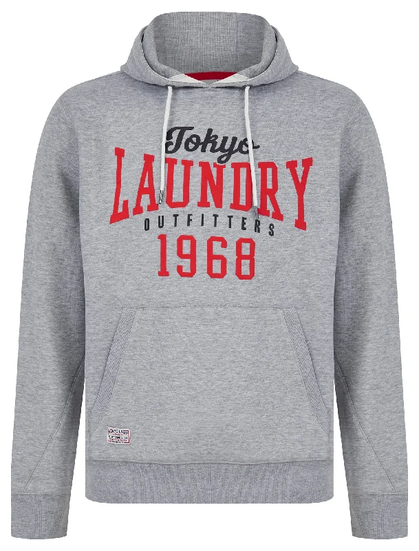 Search Motif Brushback Fleece Pullover Hoodie in Light Grey Grindle - Tokyo Laundry