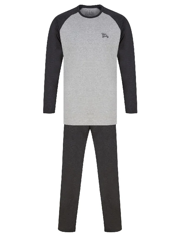 Tudor 2pc Long Sleeve Cotton Lounge Set in Light Grey Marl / Charcoal Marl - Tokyo Laundry