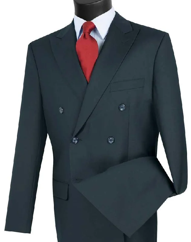 Navy Double Breasted Regular Fit Suit