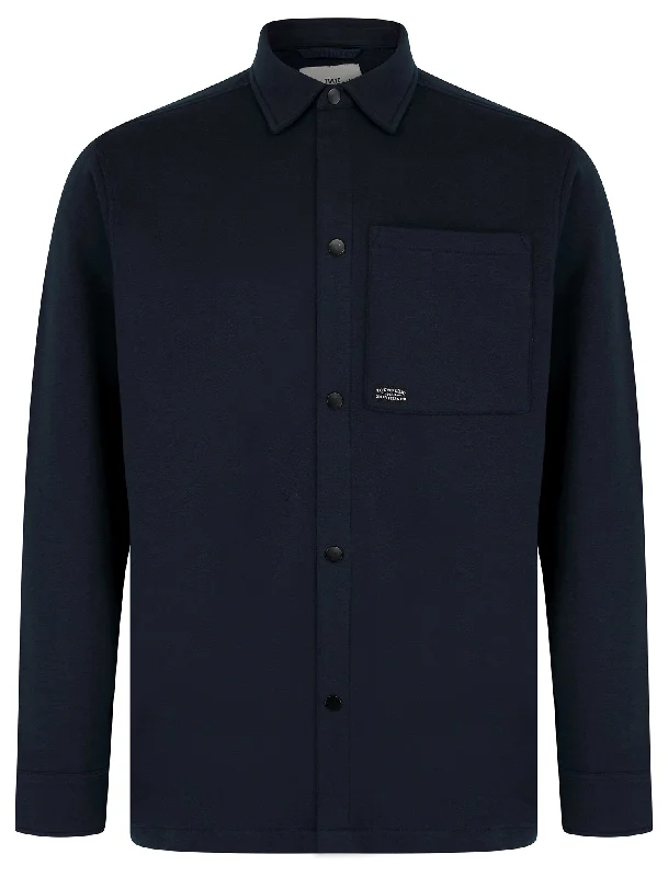 Commander Brushback Fleece Overshirt Jacket in Sky Captain Navy - Tokyo Laundry