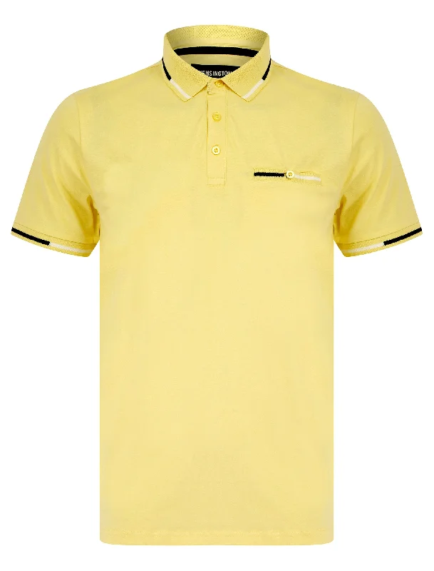 Tyers 2 Cotton Jersey Polo Shirt with Chest Pocket in Sunlight - Kensington Eastside