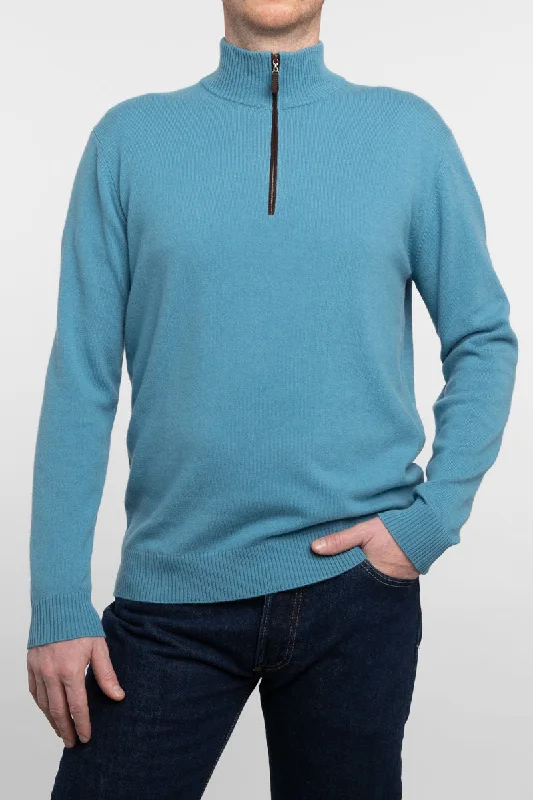 Kinross Cashmere Suede Trim Qtr Zip Mock