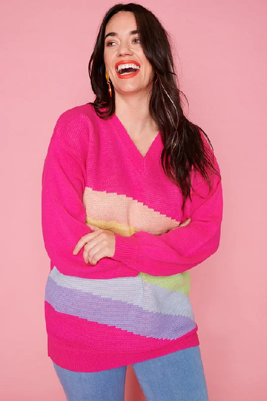 Sonic Pink Rainbow Knit