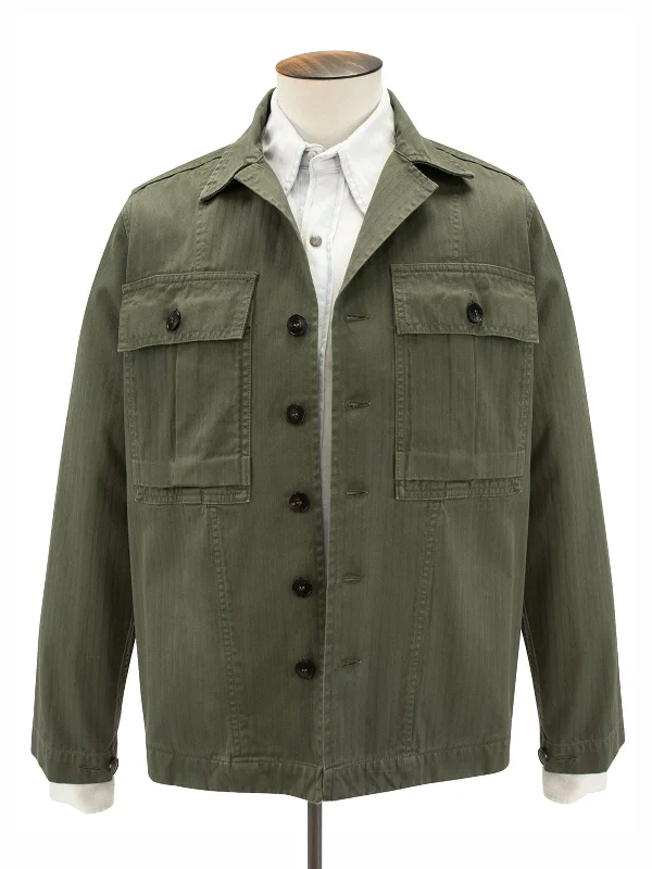 Fortela Olive Herringbone Overshirt