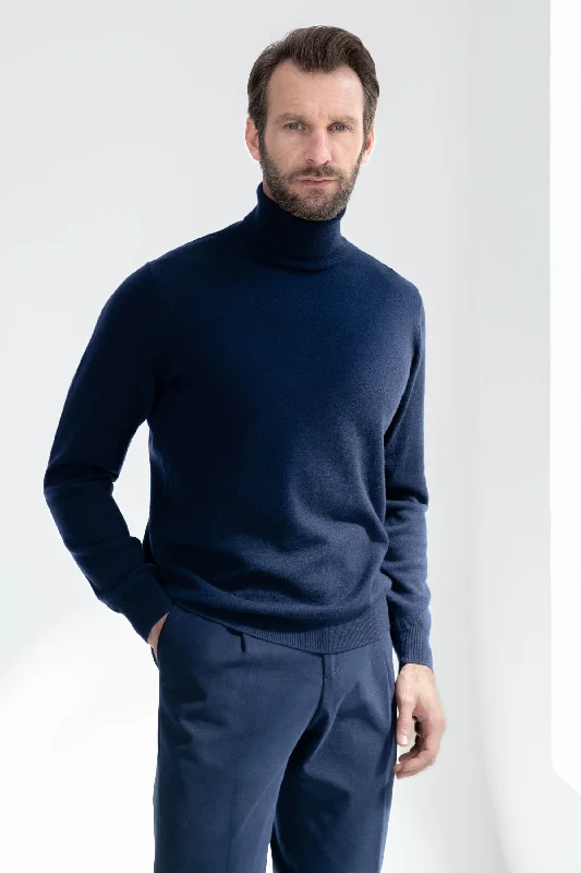 Blue cashmere turtleneck – Made in italy