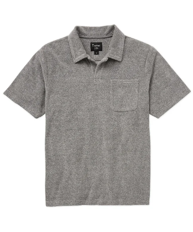 Cotton-Blend Stretch Terry Johnny Collar Shirt