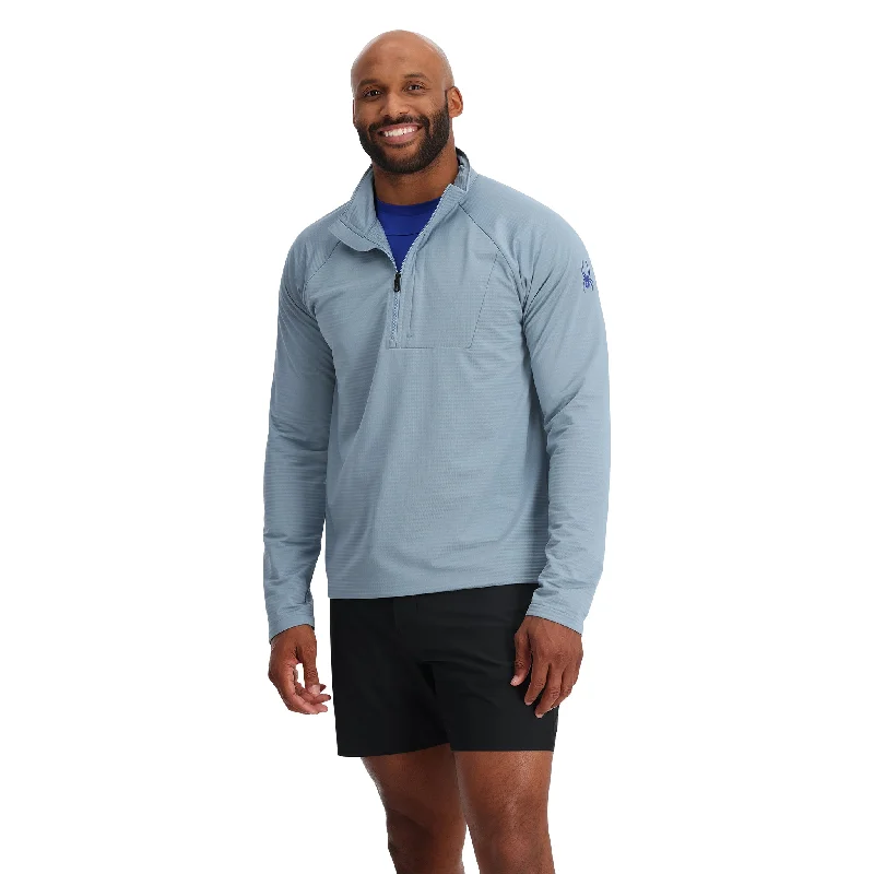 Mens Gridweb Half Zip - Blue Fog