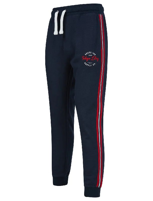 Taper Cuffed Joggers with Tape Detail in Sky Captain Navy Marl - Tokyo Laundry