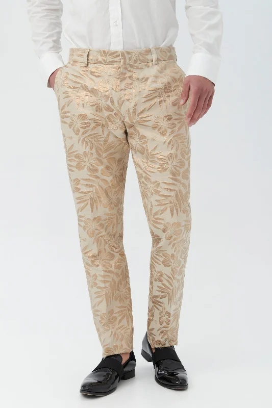 Clyde Hibiscus Hideaway Jacquard Slim Trousers