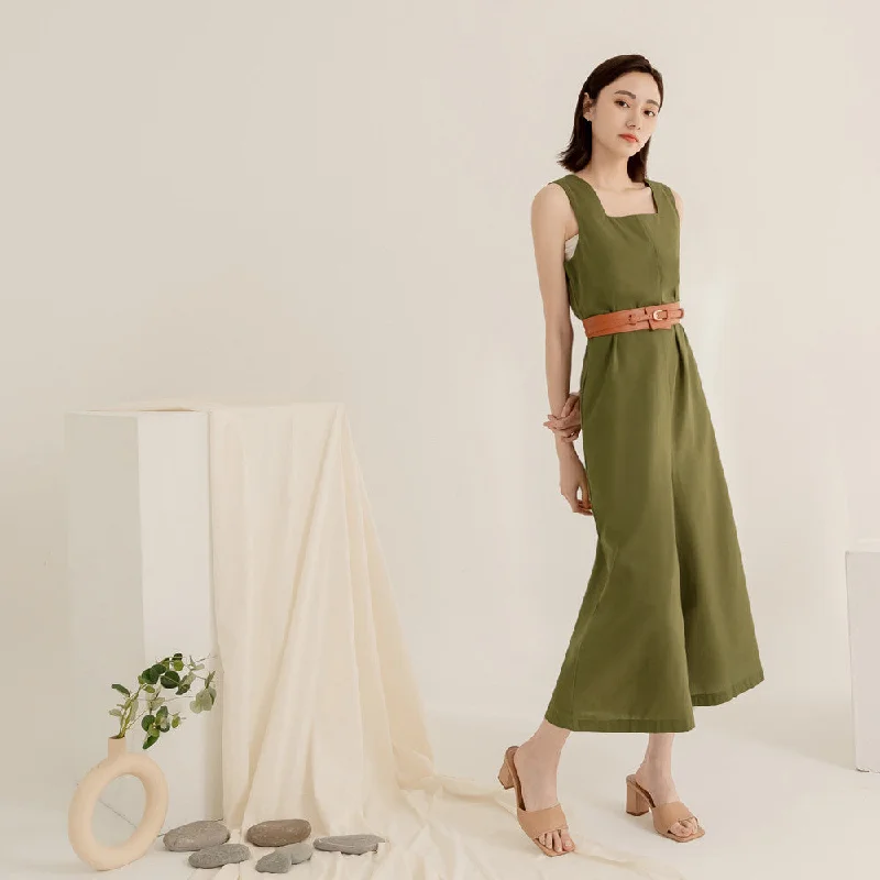 BA7157  Korean Long Sleeveless Jumpsuit Wide Leg Culottes Pants