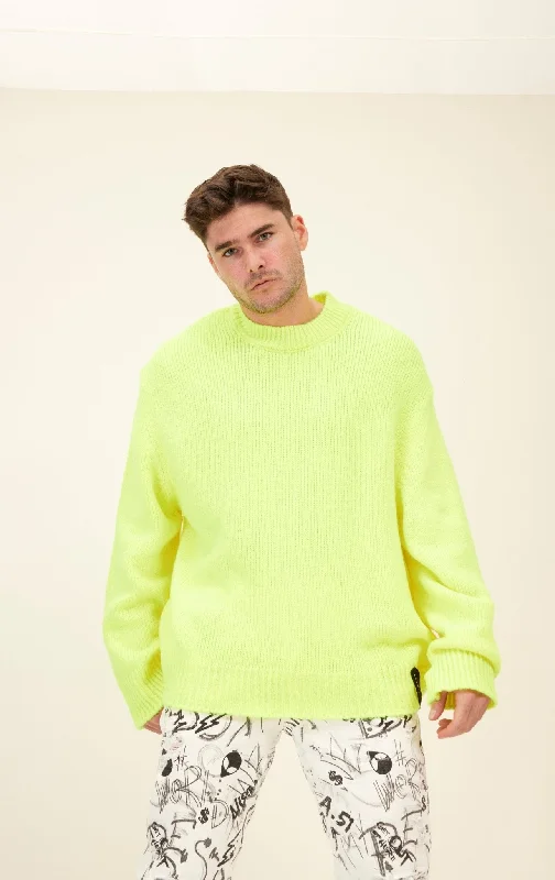 Wool Blend Cloud Crew Neck Sweater - Yellow