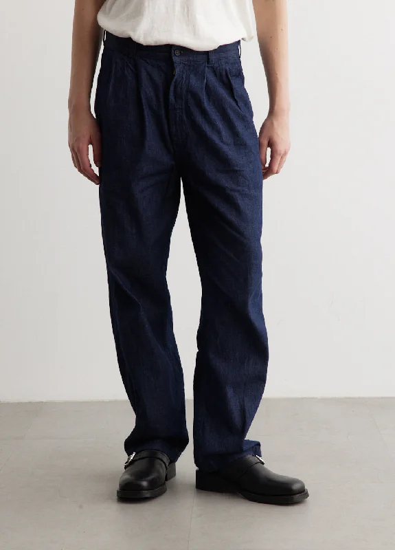 Two Tuck Denim Wide Trousers