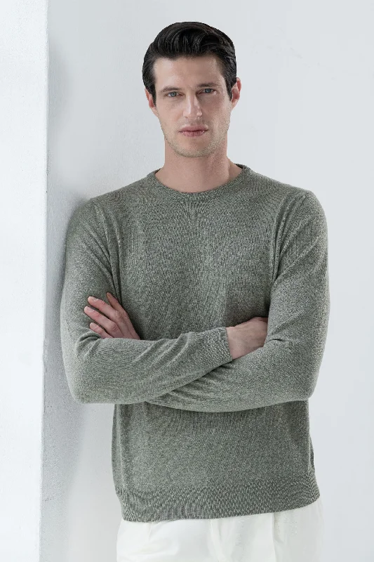 Sage cashmere round neck – Made in italy