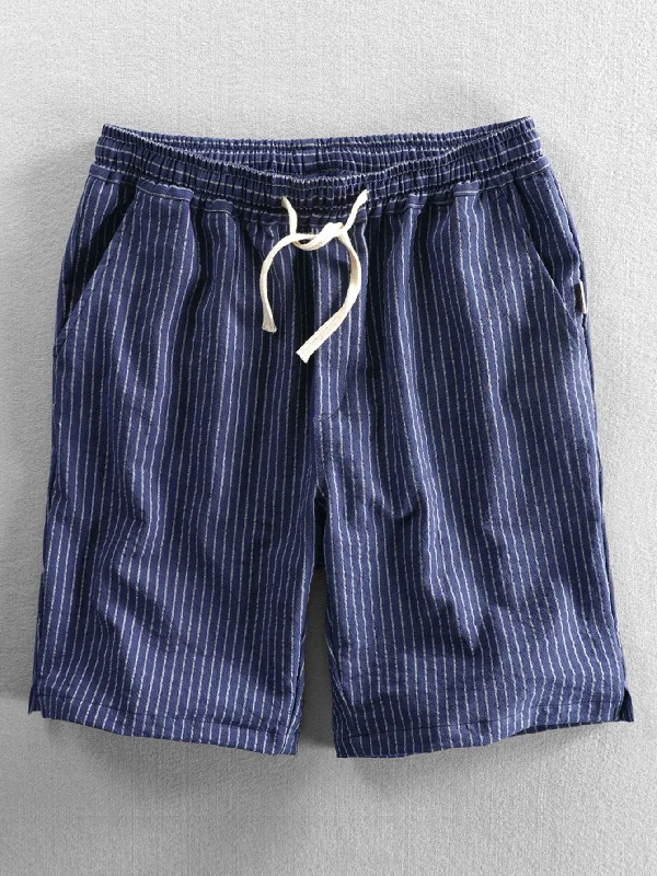 Cotton Drawstring Striped Shorts