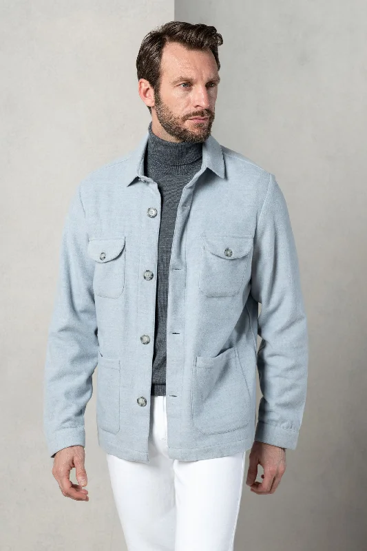 Light blue Safari Jacket flannel Super 180s – Made in Italy