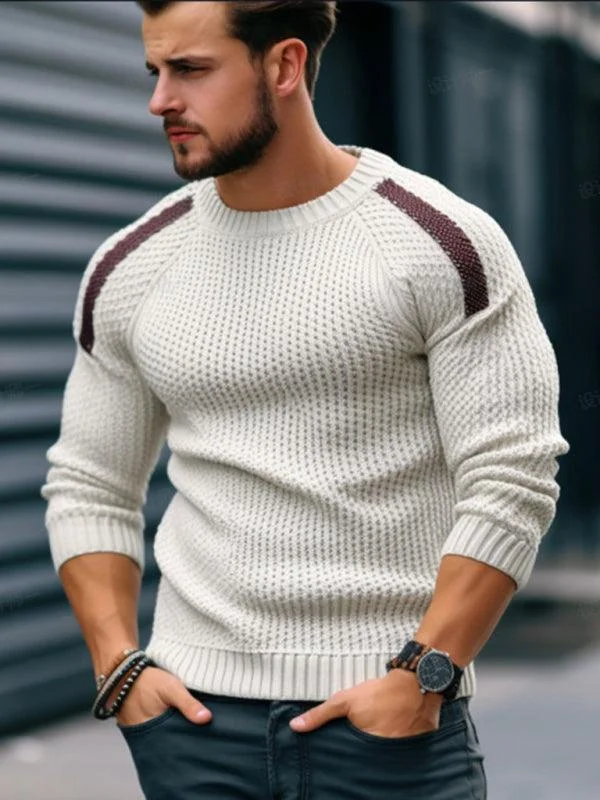 Contrast Casual Men Sweater Pullover