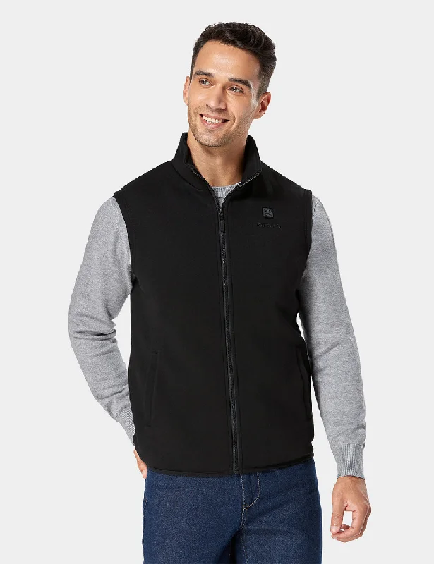 Final Sale - Men's Heated Fleece Vest - Black