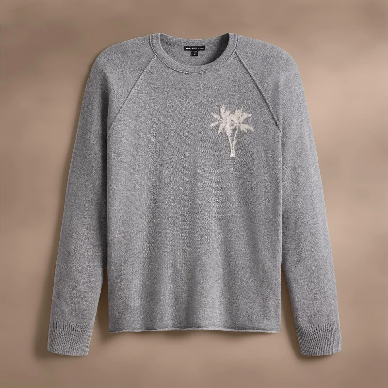 Recycled Cashmere Palm Crew - Heather Grey