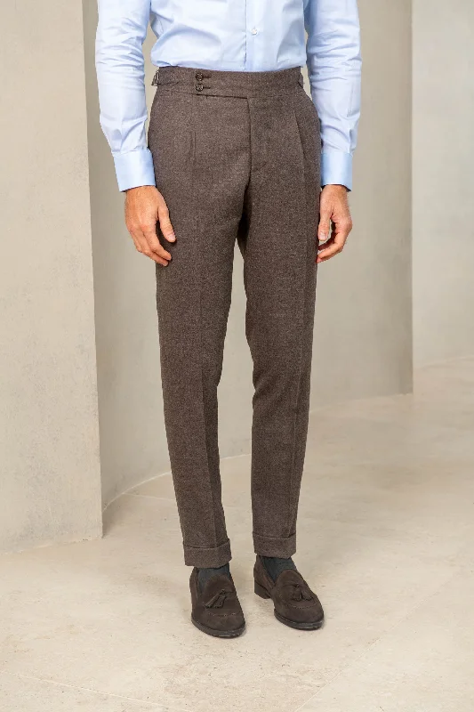 Brown flannel Soragna trousers - Made in Italy