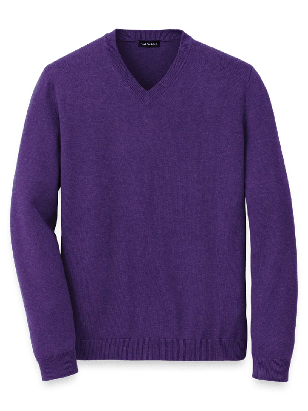 Supima Cotton V-neck Sweater - Purple