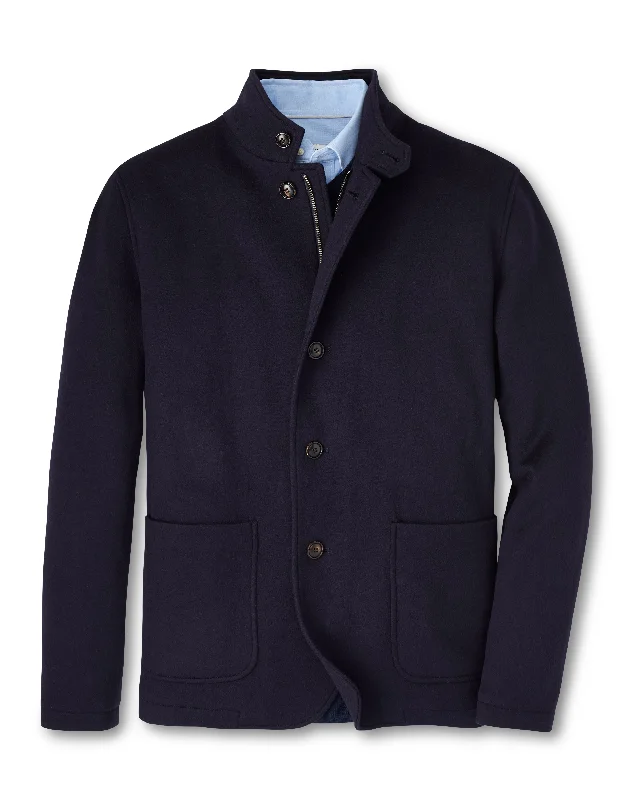 Peter Millar Crown Flex Fleece Zip Blazer in Navy