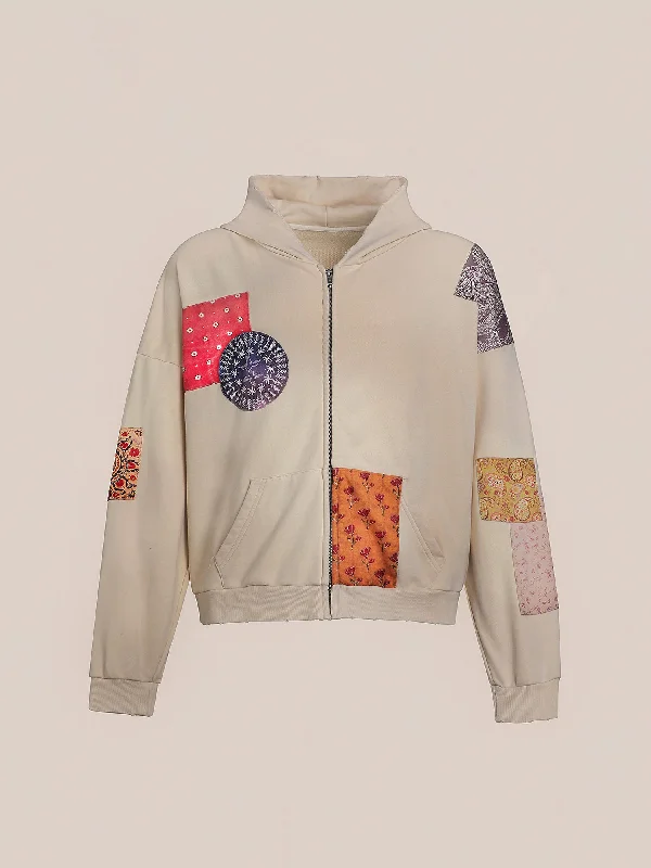 Tapestry Patchwork Zip Up Hoodie