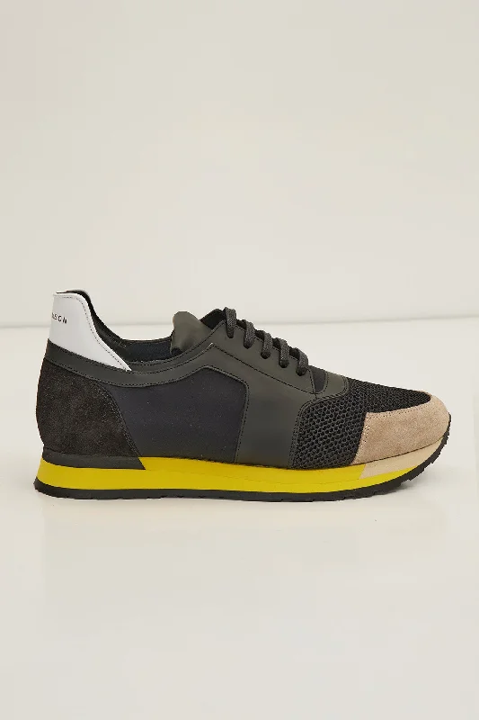 Skyscraper Runner Sneaker 2 Genuine Leather - Black Yellow