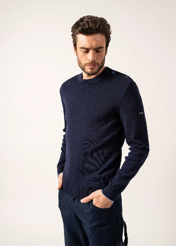 Rives sailor jumper in wool - buttoned round neck (INSIGNE/OXYGENE)