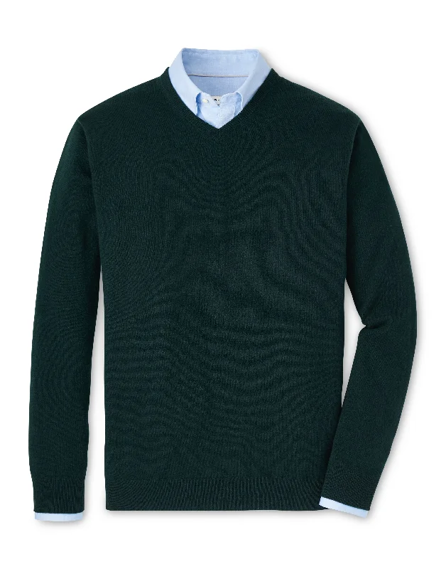 Peter Millar Crown Heritage Cashmere V-Neck Sweater in Balsam