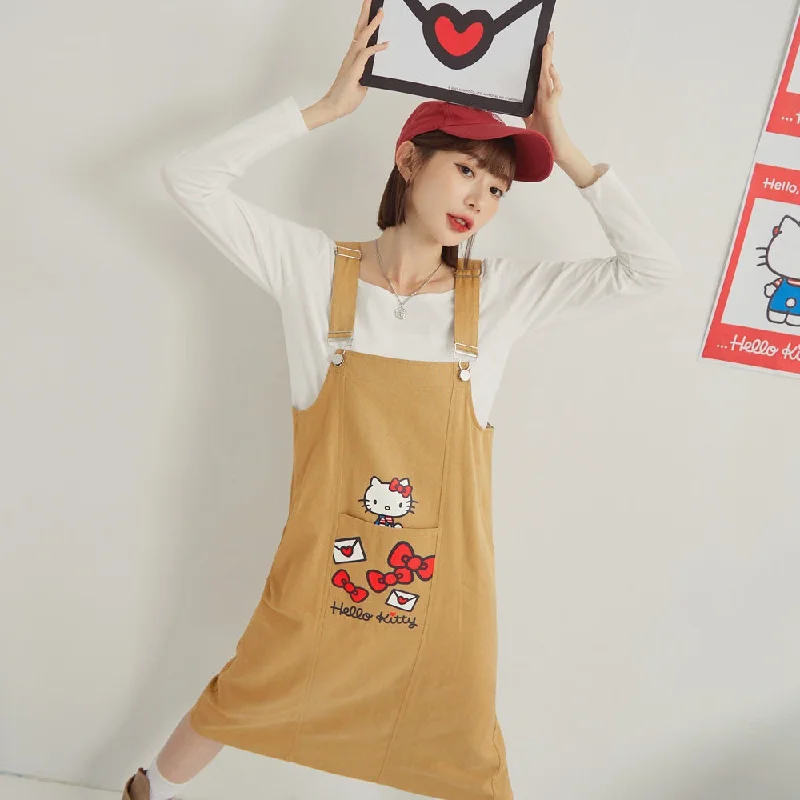 HELLO KITTY Trendy Classic Pocket Print Suspender Dress