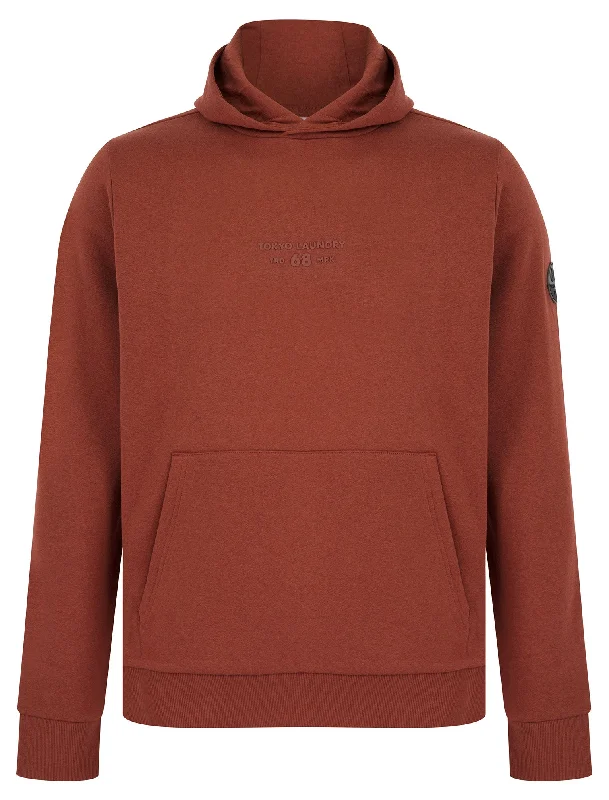 Mirrors Motif Brushback Fleece Pullover Hoodie in Spiced Apple - Tokyo Laundry