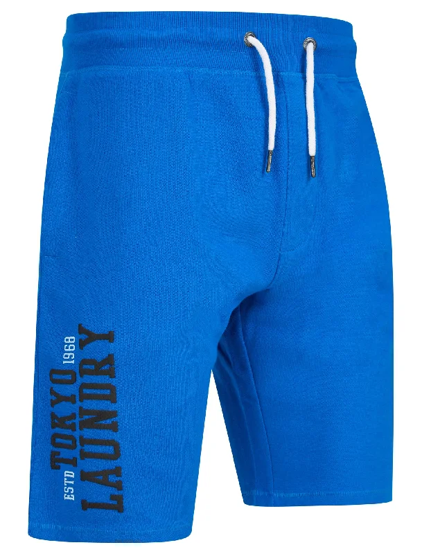 Siding Multi-Pocket Brushback Fleece Jogger Shorts in Jet Blue - Tokyo Laundry