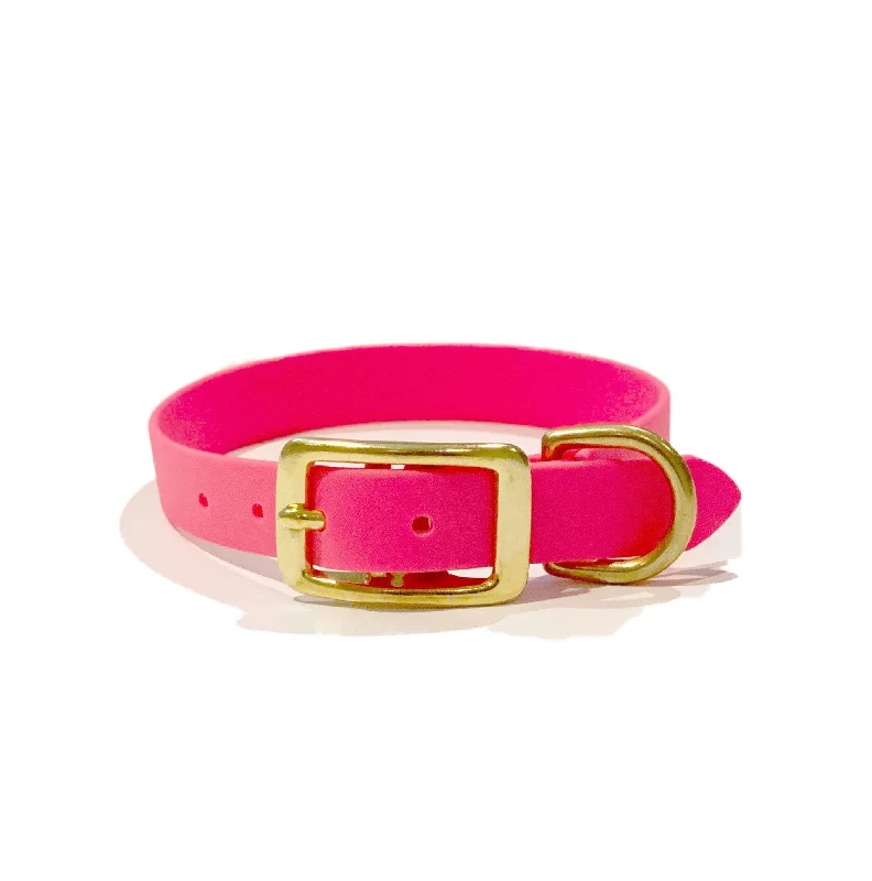 Vegan Leather Collar | Neon Pink