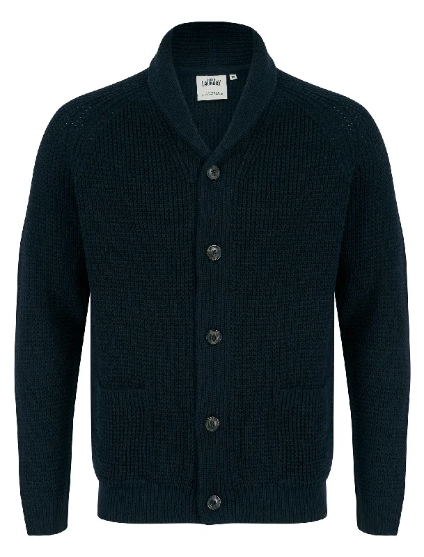 Anozie Soft Knit Wool Blend Shawl Neck Cardigan in Ink - Tokyo Laundry