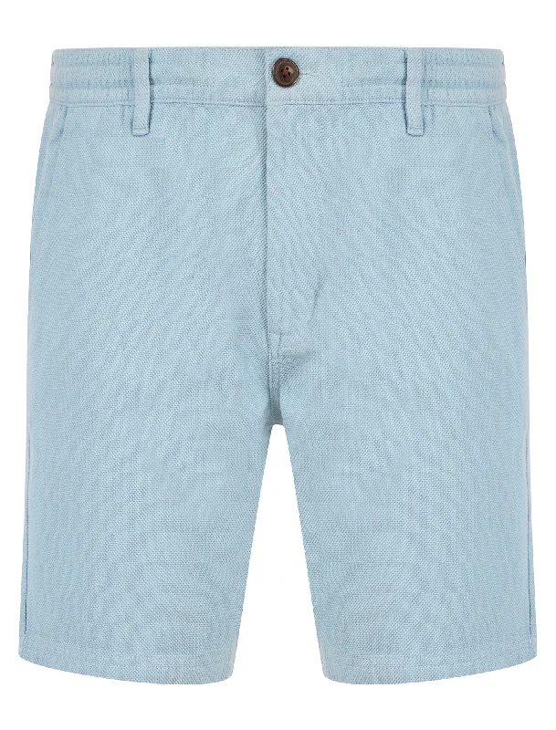 Possidi Cape Dobby Cotton Elastic Waist Chino Shorts in Subdued Blue - Tokyo Laundry