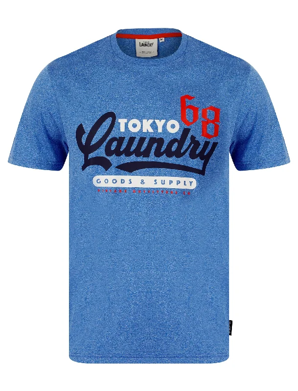 Woodlands Motif Jersey Grindle Crew-Neck T-Shirt in Dazzling Blue - Tokyo Laundry