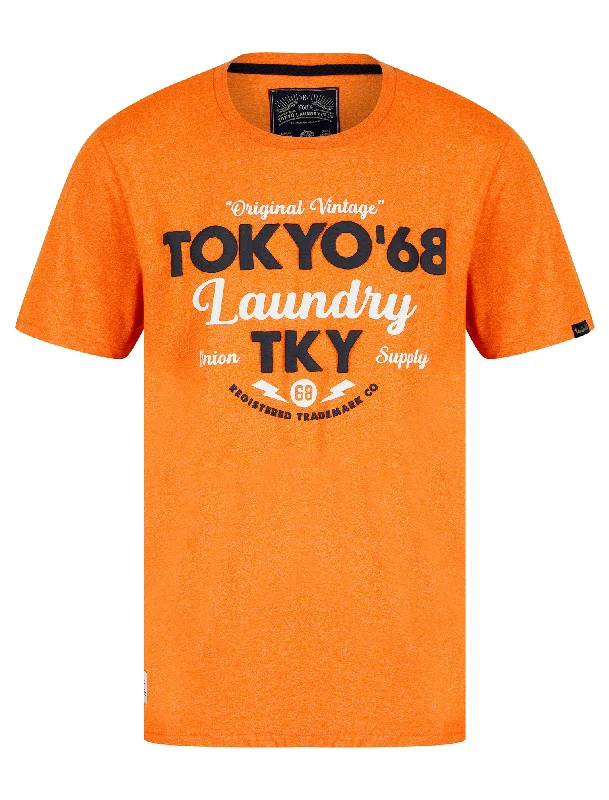 Watcher Motif Cotton Jersey Grindle T-Shirt in Orange - Tokyo Laundry