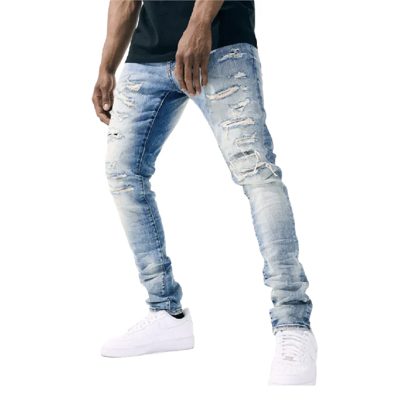 JORDAN CRAIG SKINNY FIT CRUSHED JEANS - STUDIO BLUE