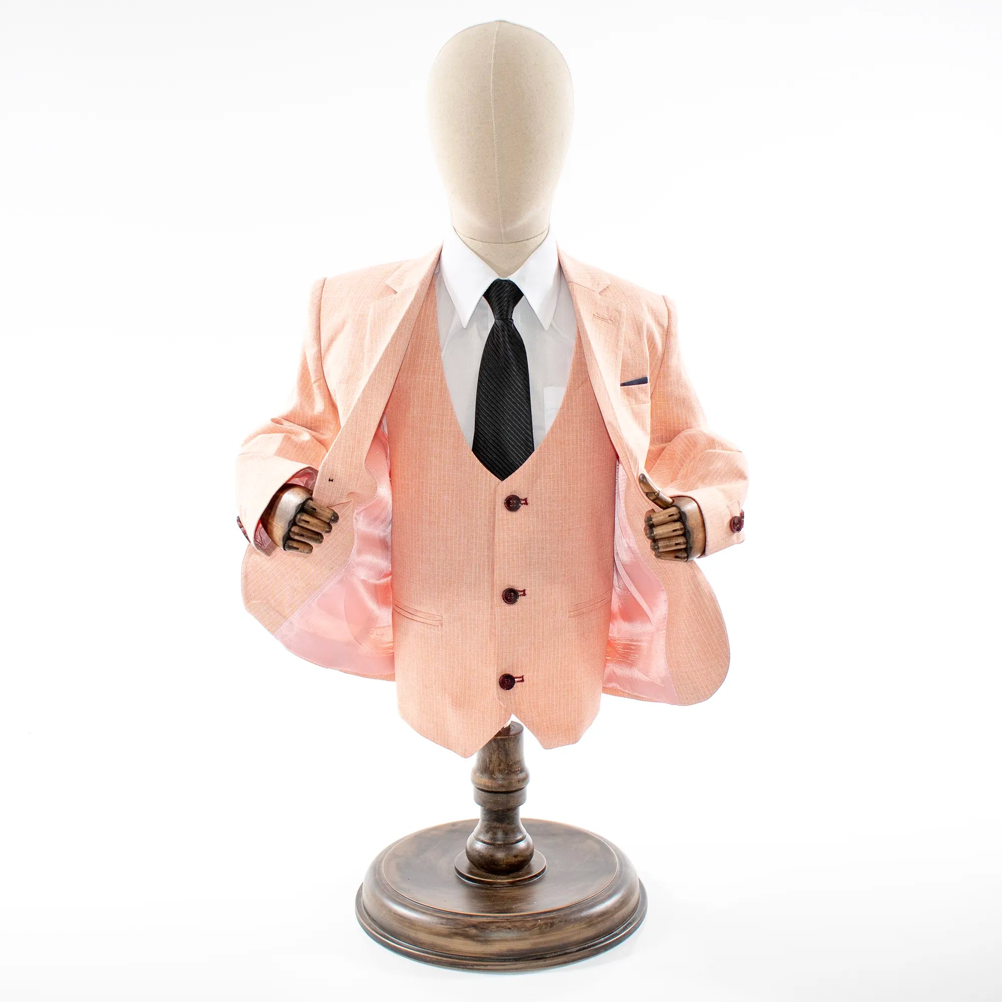 Salmon Pink Pinstriped 3-Piece Kids' Suit